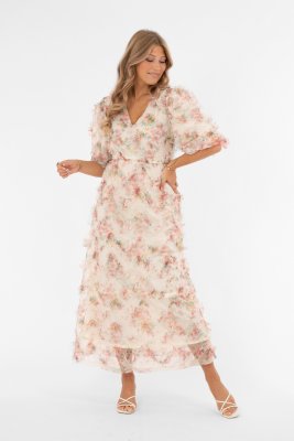Klänning Alvah, Buttercream/Rose