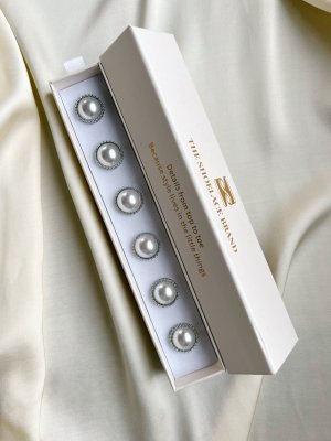 Anna – Pearl, knappsmycken 6-pack, pärla/silver