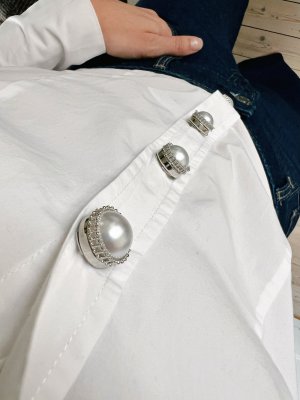 Anna – Pearl, knappsmycken 6-pack, pärla/silver