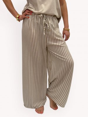 Vida randiga byxor Annica, beige