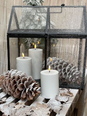 Blockljus LED utomhus 7,5x15 cm, vit, Deluxe Homeart