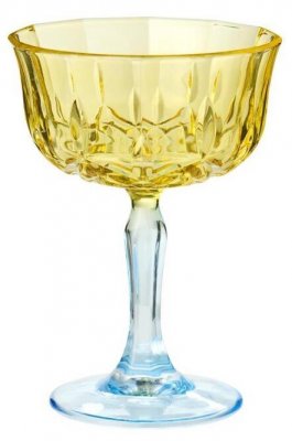 Champagne-/vinglas, gul/blå