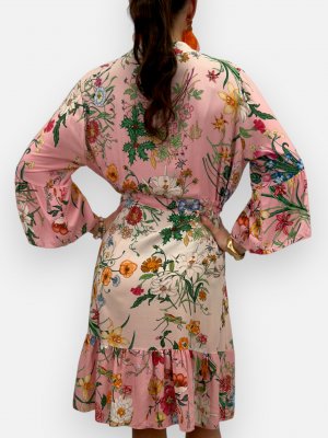 Carola Blommig midiklänning, rosa