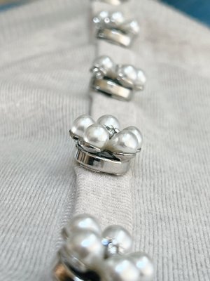 Rosi – Pearl Flower Button, knappsmycken 6-pack, pärlor/silver