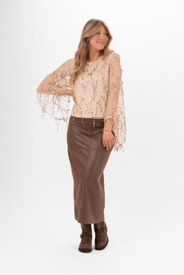 Kjol i fuskmocka Colt, Brown Sugar