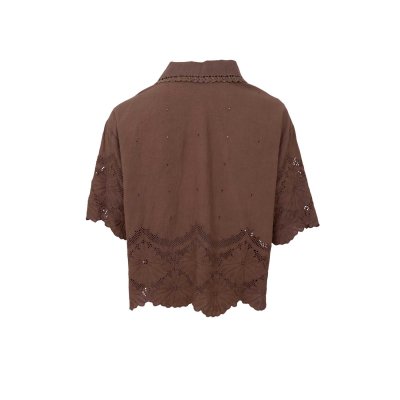 Blus med spets Agneta, Espresso