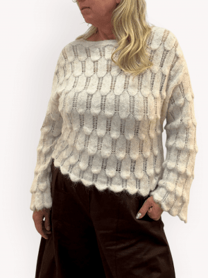 Stickad tröja Fiore, beige