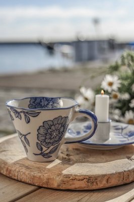 Majas Mugg Florea, blå/vit