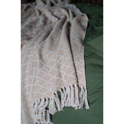 Pläd Thea, Offwhite/lin