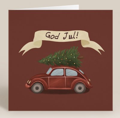 Kort med kuvert, God Jul bil