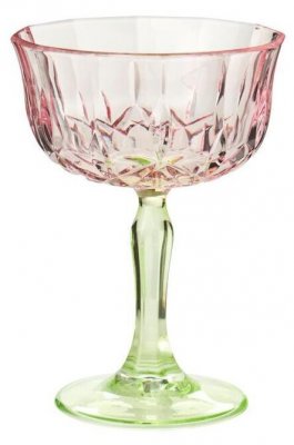 Champagne-/vinglas, rosa/grön