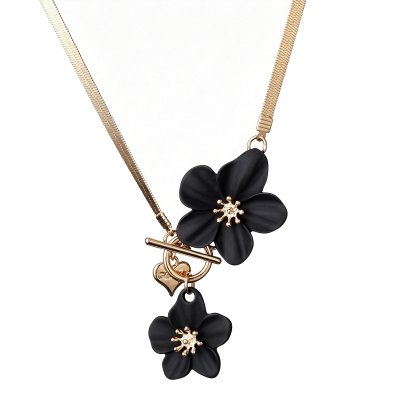 Halsband Blommor, svart/guld