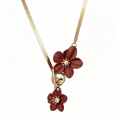 Halsband Blommor, brun/guld