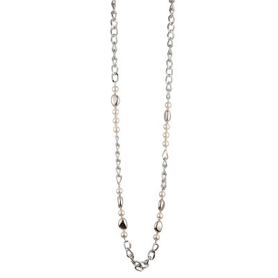Långt halsband med pärlor, silver