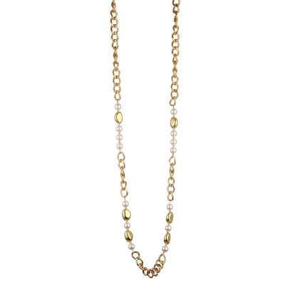 Långt halsband med pärlor, guld