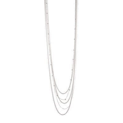 Långt halsband Chains & Dots, silver