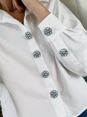 Hollie – Light Blue and White Flower, knappsmycken 6-pack