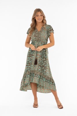 Klänning Hollis, Azur/Coffee/Gold