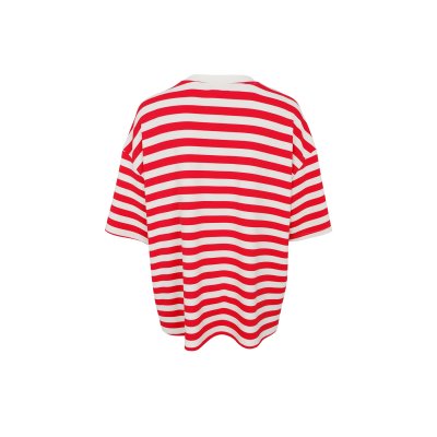 T-shirt Oversize Madelyn, röd/krämvit