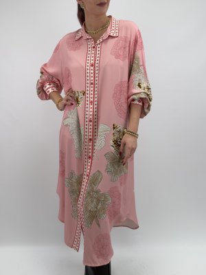 Mönstrad viskosklänning Filia, rosa