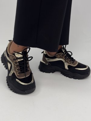 Sneakers Chunky, svart/strass/guld