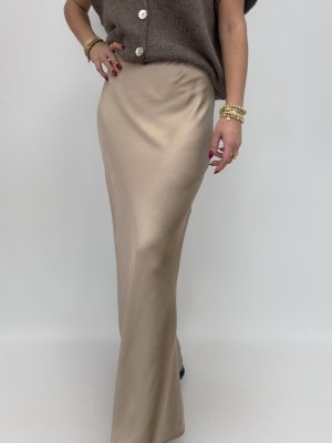 Glansig maxikjol Kajsa, beige