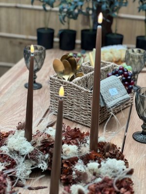 LED kronljus med lack 28 cm 2-pack, Mocca, Deluxe Homeart