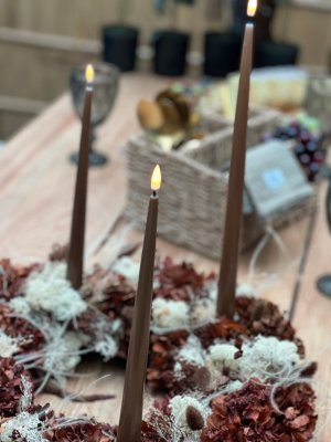 LED kronljus med lack 28 cm 2-pack, Mocca, Deluxe Homeart