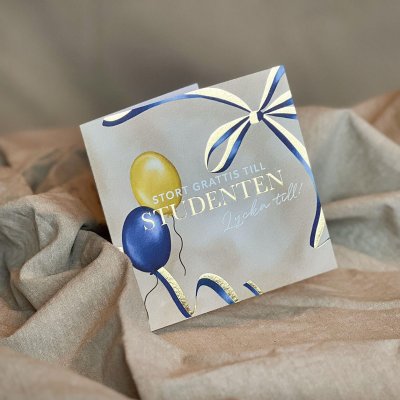 Kort med kuvert, Stort grattis till Studenten, beige