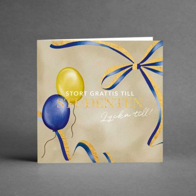 Kort med kuvert, Stort grattis till Studenten, beige
