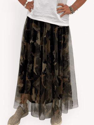 Camo-mönstrad tyllkjol Marina
