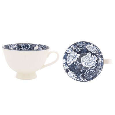 Fleur Mayfairmugg, nr 3, vit/blå