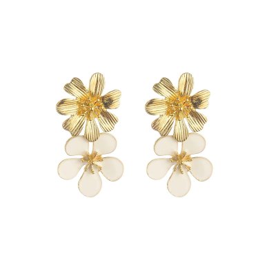 Örhängen Flowers in line, creme/guld