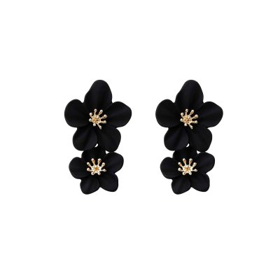 Örhängen Blommor, svart/guld