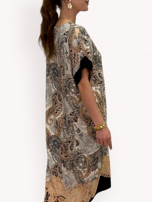 Klänning Ranaya Paisley, beige/svart