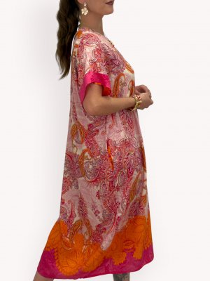 Klänning Ranaya Paisley, orange/cerise
