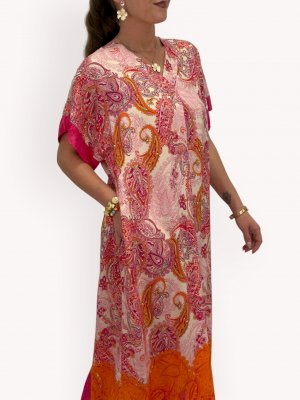 Klänning Ranaya Paisley, orange/cerise