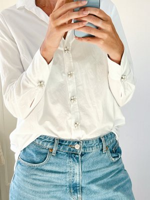 Rosi – Pearl Flower Button, knappsmycken 6-pack, pärlor/silver