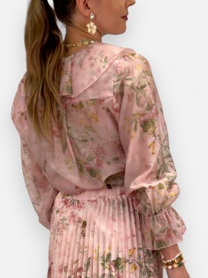 Blus med volang Sabine, rosa
