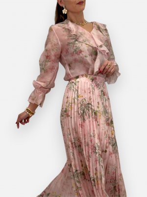 Blus med volang Sabine, rosa