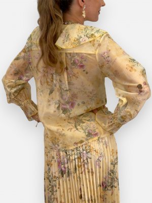 Blus med volang Sabine, ljusgul