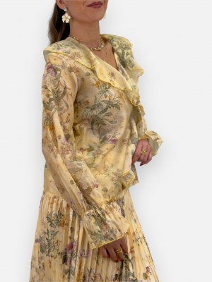 Blus med volang Sabine, ljusgul