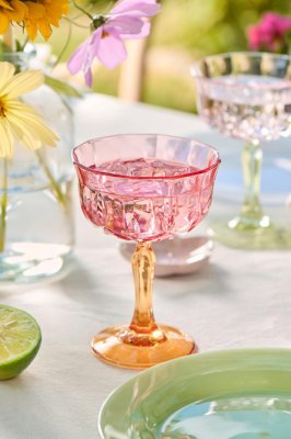 Champagne-/vinglas, rosa/orange