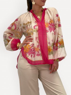 Blus i tencel Smilla, Fuchsia