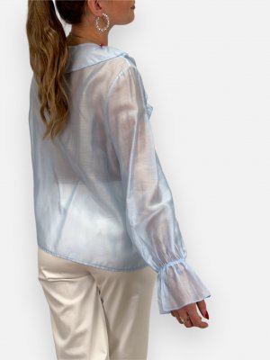Blus med volang Svala, ljusblå