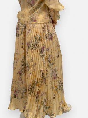 Plisserad maxikjol Telma, gul