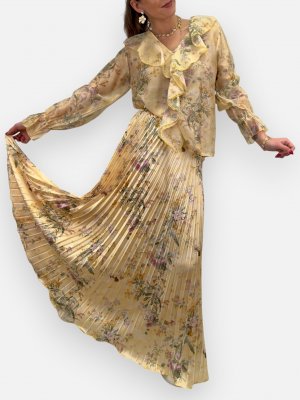 Plisserad maxikjol Telma, gul