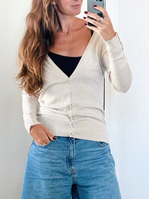 Rosi – Pearl Flower Button, knappsmycken 6-pack, pärlor/silver