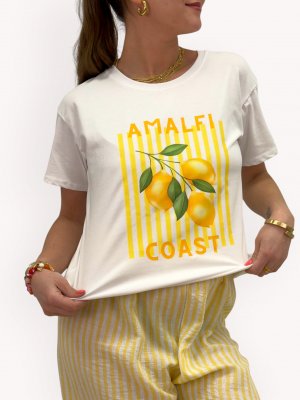 T-shirt med tryck Theresa, gul