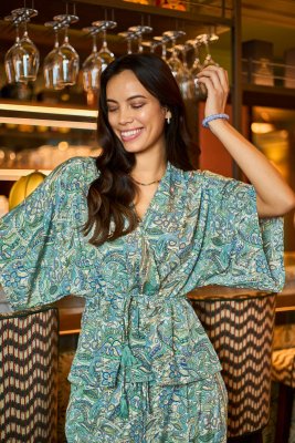 Blus Luna V-hals, Sea Green